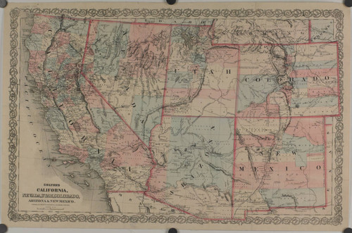 Colton's Map of California, Nevada, Utah, Colorado, Arizona, and New Mexico