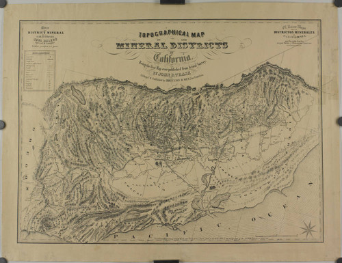 Topographical map of the mineral districts of California: Being the first map ever published from actual survey