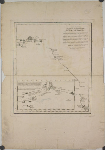 Carta reducida que comprénde las costas septentrionales de la California