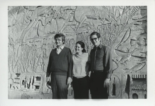 James and Anita Robinson before inscribed wall