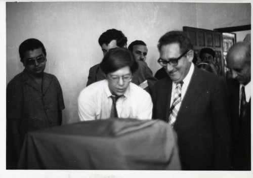 Henry Kissinger with Pahor Labib and Stephen Emmel at the Coptic Museum