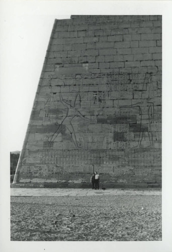 Couple posing in front of an Egyptian excavation site