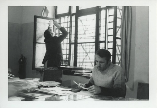 Charles Hedrick and unidentified man in the Coptic Museum