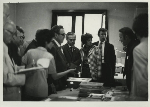 Henry Kissinger talks to Charles Hedrick at the Coptic Museum