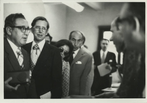 Henry Kissinger, James Robinson and Charles Hedrick at the Coptic Museum