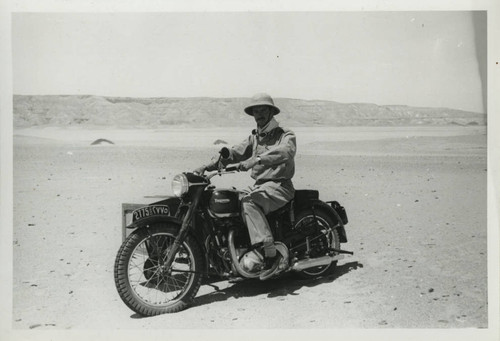 Jean Doresse on motorcycle