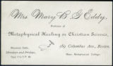 Mary Baker Eddy calling card