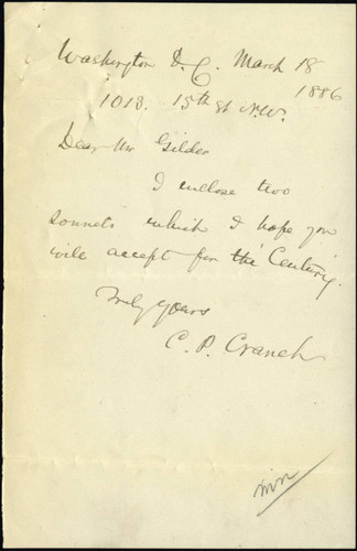 Christopher P. Cranch letter to Mr. Gilder, 1886 March 18