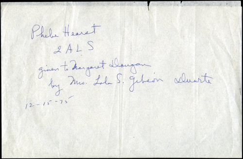 Notes on Hearst's letters