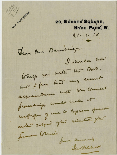 Jellicoe letter to Bainbridge, 1918 January 21