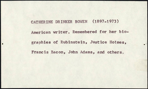 Seller's description of Catherine Drinker Bowen