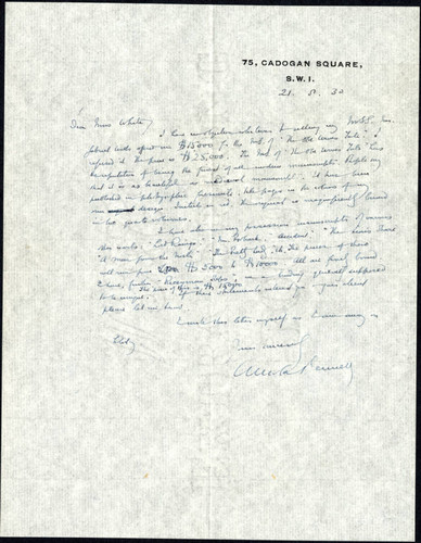 Arnold Bennett letter to Katherine White