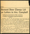 Bernard Shaw clamps lid on letters to Mrs. Campbell, 1941