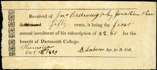 Receipt, 1829 October 16