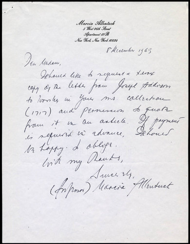 Marcia Allentuck letter to Dorothy Drake, 1969 August 12