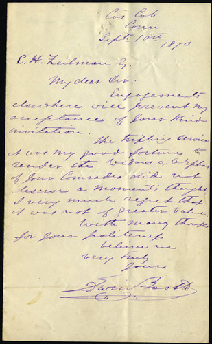 Edwin Booth letter to C. H. Zeilman, 1873 September 10