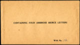 Envelope containing four Ambrose Bierce letters