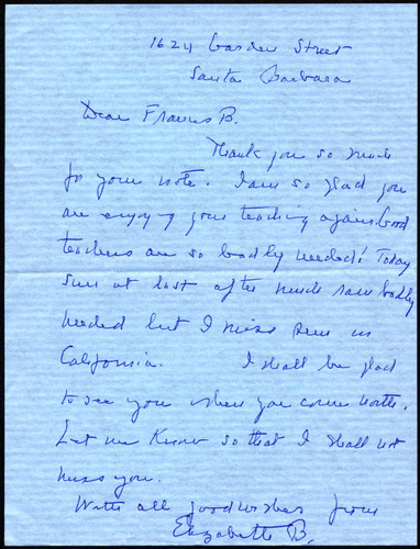 Elizabeth Berenson letter to Frances Castellan Berenson