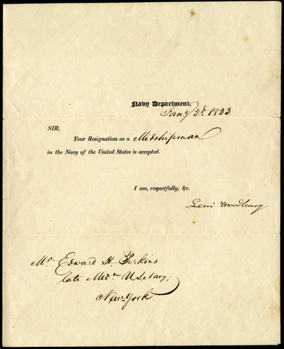 Levi Woodbury letter to Edward H. Perkins, 1833 January 2