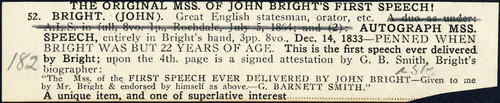 Seller's description of John Bright manuscript