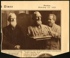 Photograph of George Bernard Shaw with portrait bust, 1930 February 23