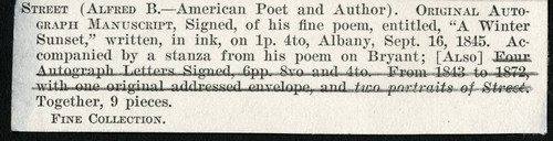 Seller's description of Street manuscript