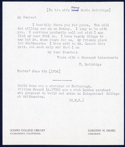 Transcription of Philip Doddridge letter