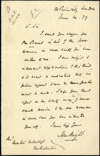 John Bright letter, 1829 June 14