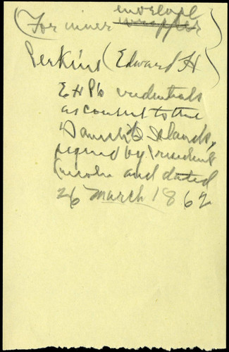 Perkins' notes on Edward H. Perkins