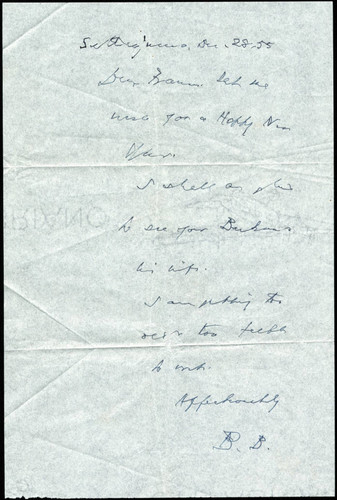 Bernard Berenson letter to Frances Castellan Berenson, 1955 December 28