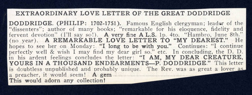 Seller's description of Philip Doddridge letter