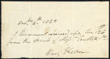 Mary Kean bank notice, 1825 November 6