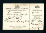 Ellen Terry ticket and attached voucher for Mrs. Bram Stoker, 1880 May 13