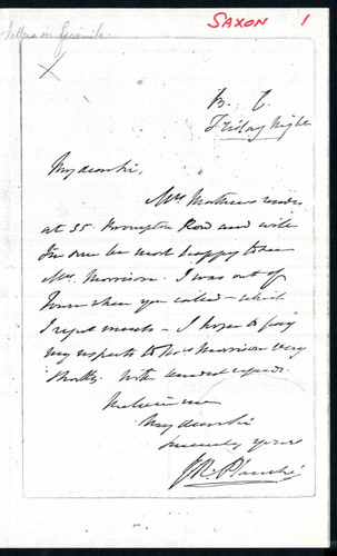 James Robinson Planché letter to [illegible], undated