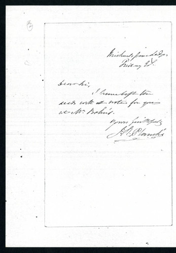 James Robinson Planché letter to [unknown], undated