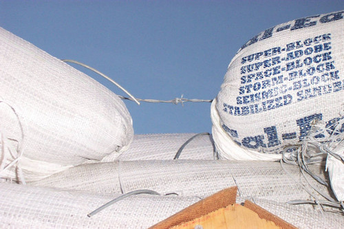 Close view of earthbags
