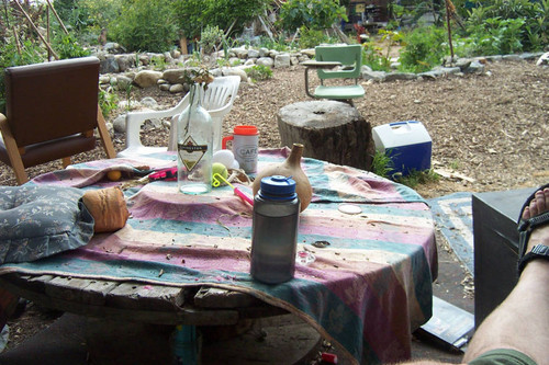 Water bottle on table