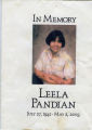 Leela Pandian memorial card