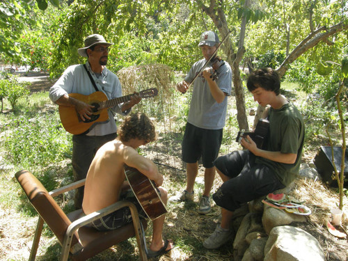 Musicians playing in the garden