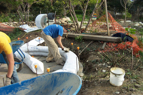 Student working on dome wall