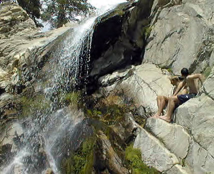 A close-up of the falls