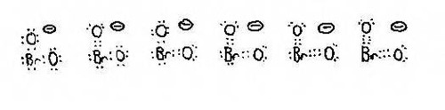 Chemistry 1b, spring, 1997, solutions to the second midterm examination, Lewis electron-dot structures of the bromite anion