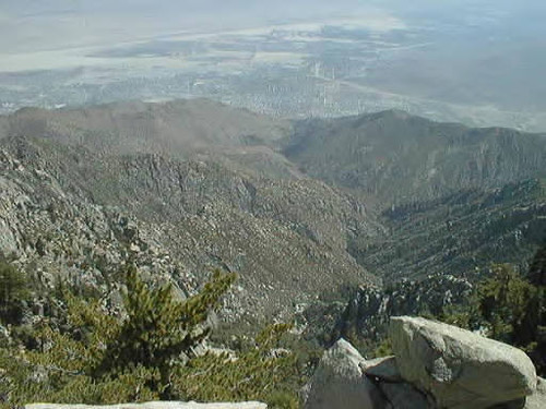 View of Tahquitz Canyon and Palm Springs