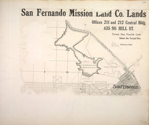 Wheeler scrapbook 3, page 427, verso, San Fernando Mission land co[mpany] lands map