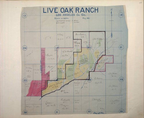 Wheeler scrapbook 3, page 394, Live Oak Ranch map