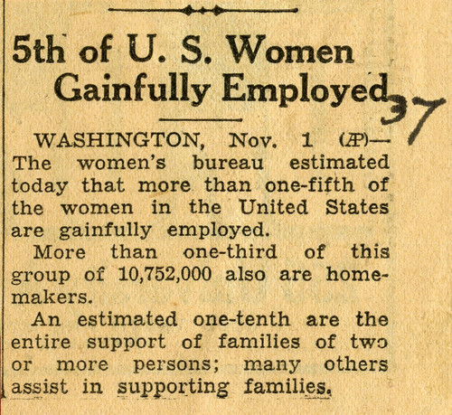 5th of U.S. women gainfully employed