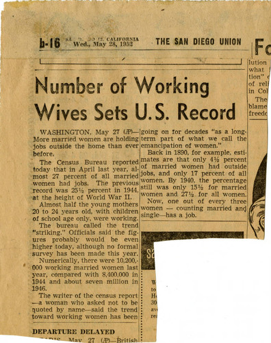 Number of working wives sets U.S. record