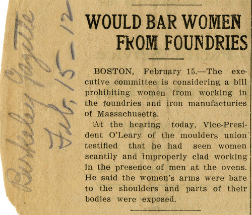 Would bar women from foundries