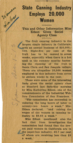 State canning industry employs 20,000 women