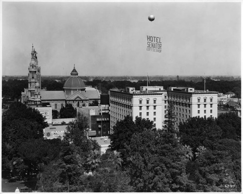 Hotel Senator and Cathedral of the Blessed Sacramento from the Capitol Dome